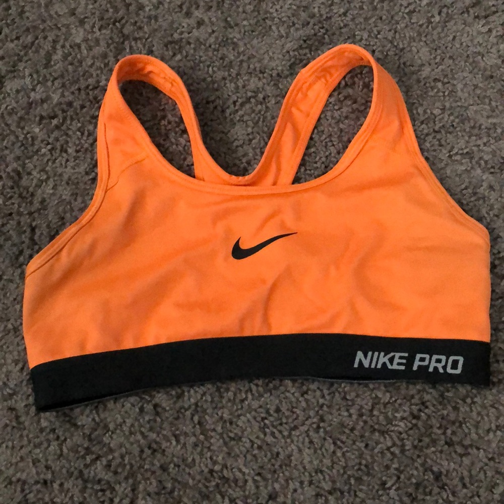 Orange Nike sports bra